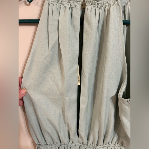 Japna Women’s Small Sage Green Tiered Halter Neck Modern Boho Mini Dress - Picture 5 of 11